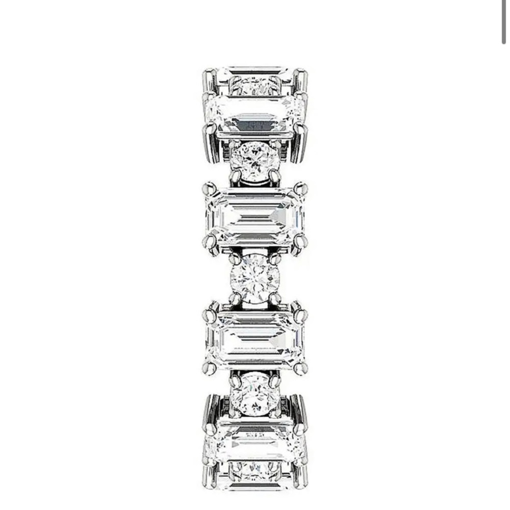 NIB 18kt White Gold Diamond Eternity Band Ring - Picture 3 of 4